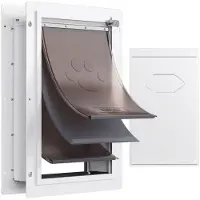 Vevor Kjæledyrdør, 30,5 cm x 43,5 cm metallramme med lås og 3-klaffssystem, værbestandig hundedør, enkel å installere i innvendige eller yttervegger, kjæledyrdør egnet for katt, hund og kattunger (hvi