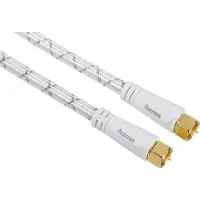Hama - RF-kabel - F-kopling (hann) til F-kopling (hann) - 1.5 m - firedobbelt-skjermet koaksial - 120 dB - hvit