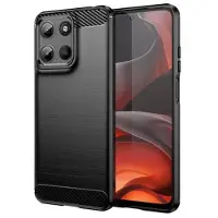 Mtp Products Motorola Moto G15 Børstet TPU Deksel - Karbonfiber - Svart