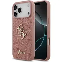 GUESS iPhone 17 Pro Max Fixed Glitter 4G Metal Logo Deksel - Rosa