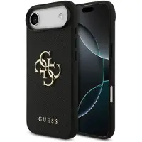 GUESS Grained Big 4G & Classic Logo etui for iPhone Air - svart
