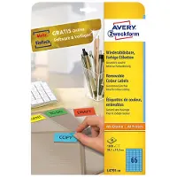 Avery - Avtakbart selvklebende - blå - 38,1 x 21,2 mm 1300 etikett(er) (20 ark x 65 etiketter)