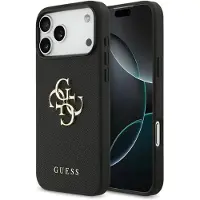 GUESS Grained Big 4G & Classic Logoetui til iPhone 17 Pro - svart