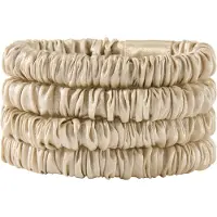 Lenoites Mulberry Silk Skinny Scrunchie Beige