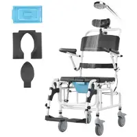 Vevor dusjrullestol 17,5 tommer al-legering baderomsrullestol for funksjonshemmede voksne