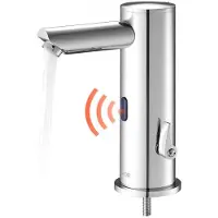 Vevor Berøringsfri baderomsvaskkran, automatisk bevegelsessensor toalettkran, håndfri justerbar kald varm etthånds vannblander batteridrevet for 9,5 mm rør, børstet nikkelsølv