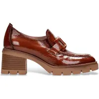 Hispanitas for woman. HI243604 Brown Track Leather Moccasins (39), 3 to 5 cm, None, Casual, Party, Classic