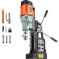 Vevor magnetisk borepresse, 1500 W, 60 mm borediameter, 13000N kraftmagnetisk borepresse, 0-600 o/min justerbar hastighet, morsekonus, M3-M16 gjenging, for metalloverflater, industri og forbedring av