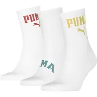 Puma Logo Short Crew Socks Unisex (3-pack), Clothing, White Combo, 35-38
