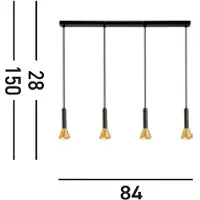Searchlight Hengelampe Signal, lengde 84 cm, svart/gullfarget, metall