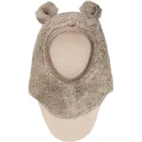 Huttelihut Balaclava Ull Teddy Ører Camel Melange