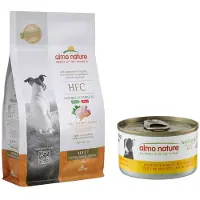 Almo nature 1,2 kg HFC Adult XS-S + 12 x 95 g våtfôr til en spesialpris! - Kylling + kyllingfilet