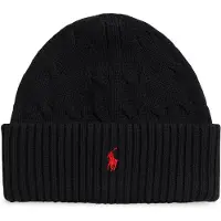 Ralph Lauren unisex. 323980663003 Cable knit black cotton beanie (L/XL), Casual