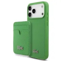 Lacoste iPhone 17 Pro Max Iconic Petit Pique MagSafe-deksel og magnetisk kortholder - grønn