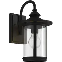 LINDBY utendørs vegglampe Zayn, svart, glass, høyde 33 cm, IP23