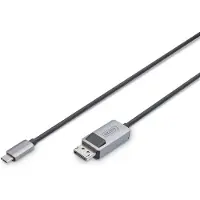 Digitus - Adapterkabel - DisplayPort (hann) til USB-C (hann) - DisplayPort 1.4 - 2 m - flertrådet, toretnings, 8 K 30 Hz (7680 x 4320) støtte, 2K165Hz (2560 x 1440) support, 4K 144Hz støtte - svart