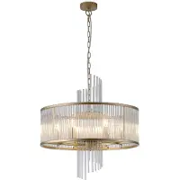 Searchlight Hengelampe Lara, Ø 55 cm, gullfarget/klar, glass/metall