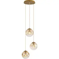 QAZQA Art Deco Pendellampe Messing med Gult Glass 3-Lys - Douglass