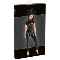 Orion Sensuell Wetlook Catsuit med Forførende Korsettsnøring: M