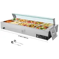 Vevor Commercial Electric Food Warmer Benkeplate Buffet 10*8Qt med glassskjold