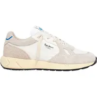 Pepe Jeans for man. PMS60036 Marlon Divided leather trainers white, grey (41), Flat, Suede, Laces, Casual