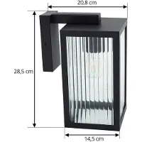 LINDBY utendørs vegglampe Bolgar, svart, metall, glass, 15 cm