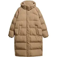 Superdry for woman. W5011801A Long quilted coat with brown hood (XL), Casual, Polyester, Sustainable