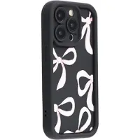 Mtp Products iPhone 15 Pro Max Stilig støtsikkert TPU-deksel med forhøyede kanter - svart / stor sløyfe
