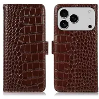 Mtp Products iPhone 17 Pro Max Crocodile Series Lommebok-deksel i Lær med RFID - Brun