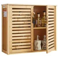 Vevor Baderomsskap med 2 dører og justerbar hylle med 3 høydenivåer, over toalettet oppbevaringsskap for medisin, veggmontert, hengende arrangør med hyller for vaskerom kjøkken toalett