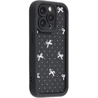Mtp Products iPhone 15 Pro Max Stilig støtsikkert TPU-deksel med forhøyede kanter - svart / prikkete sløyfe
