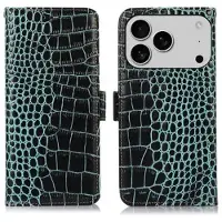 Mtp Products iPhone 17 Pro Max Crocodile Series Lommebok-deksel i Lær med RFID - Grønn