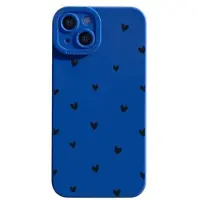 Mtp Products iPhone 14 Plus Slim TPU-deksel med hjertemønster - blå / svart