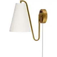 Globen Lighting vegglampe Lou Bouclé, hvit/messing, stoff