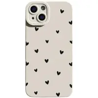 Mtp Products iPhone 15 Plus Slim TPU-deksel med hjertemønster - hvit / svart
