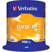 Verbatim - 100 x DVD-R - 4.7 GB 16x - matt sølv - spindel