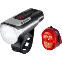 Sigma Sport Aura 80 + Nugget II Sett, Baklys + frontlys (sett), Sort, Aluminium, Plast, IPX4, LED, Rød/hvit