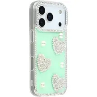 Mtp Products iPhone 17 Pro Max/18 Pro Max Glitrende Kjærlighet og Perle Hybrid-deksel - Grønn