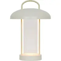 Nordlux LED-batteridrevet bordlampe Mirano, beige, høyde 29 cm Metall