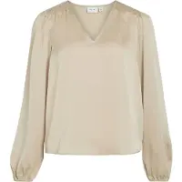 Vila Ellette Smock Satin Top Langermet Bluse