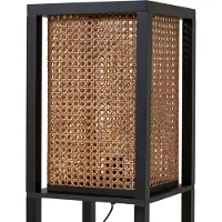 LINDBY gulvlampe Birta, svart/natur, hylle, rotting