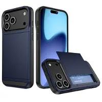 Mtp Products iPhone 17 Pro Hybrid-deksel med Skyvekortspor - Mørkeblå