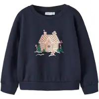 Name it Collegegenser - NmfVismas - Navy Blazer/Pepperkakehus - - 5 år (110) - Collegegenser