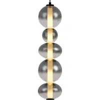 QAZQA Art Deco Pendellampe Sort med Røyk- og Klart Glass 5-Lys Inkl. LED - Lizzy