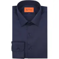 Suitable Twill Skjorte Marineblå Blå Mørkeblå Størrelse