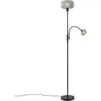 QAZQA Smart gulvlampe sort med røykglass 2 lys inkl. WiFi - Brianna