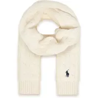 Ralph Lauren unisex. 323953206005 Cable knit white cotton scarf (L/XL), Casual