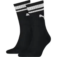 Puma Crew Heritage Stripe Socks Unisex (2-Pack), Clothing, Black, 43-46