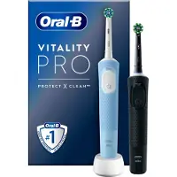 Oral-B Vitality Pro Duo, Voksen, Roterende vibrerende Tannbørste, Daglig stell, Sensitiv / Myk, Super sensitive, Sort, Blå, Hvit, 7800 bevegelser per minutt, 4 x 30 sec
