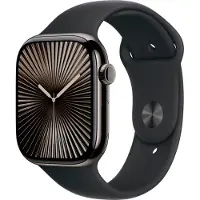 Apple Watch Series 10 smartklokke 46 mm LTE, skiferfarget titan, svart rem M/L